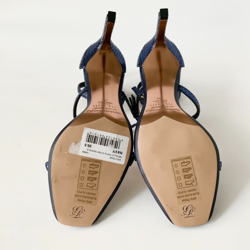 Ted Baker Triam Blue Snake Ankle Strap Heel Sandal Leather Fashion Pumps Shoes - Picture 11 of 11